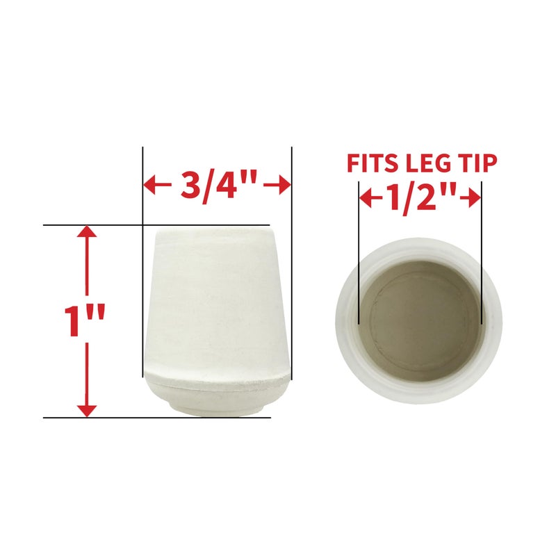 Shepherd Hardware 9117 1/2-Inch Inside Diameter Rubber Leg Tips, 4-Pack, White - Image 5
